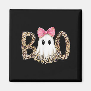 Preppy Leopard Ghost Boo Halloween Magnet
