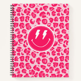 Preppy Leopard Print Lächeln Notizbuch
