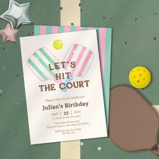 Preppy Let's Hit The Court Pickleball Geburtstag Einladung
