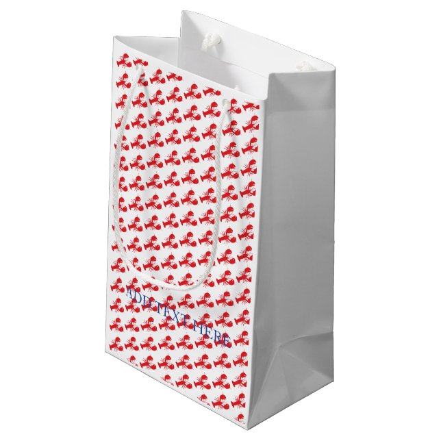 Preppy Lharers Red White Blue Custom Text Fun Kleine Geschenktüte (Rückseite Schrägansicht)