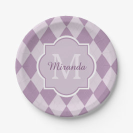 Preppy Light Lila Raute Girl Monogram und Name Pappteller