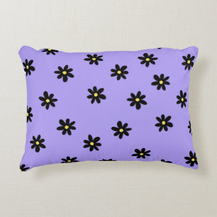 Preppy Lila Black Floral Simple Blume Pattern Dekokissen