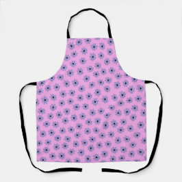 Preppy Lila Blue Hippie Blume Muster Schürze