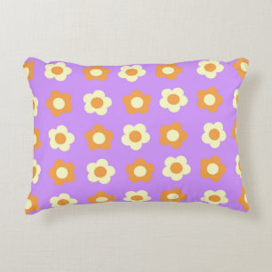 Preppy Lila Orange Blumen Einfaches Blumenmuster Dekokissen
