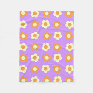 Preppy Lila Orange Floral Simple Blume Pattern Fleecedecke