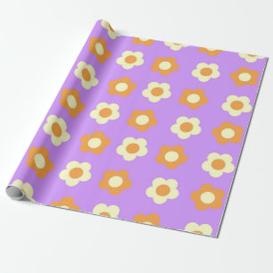 Preppy Lila Orange Floral Simple Blume Pattern Geschenkpapier