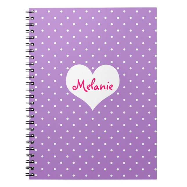 Preppy lila polster dot heart personalisiert Journ Notizblock (Vorderseite)