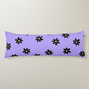 Preppy Lila Schwarzes Florales Einfaches Blumenmus Seitenschläferkissen