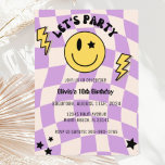 Preppy Lila Y2K Retro Lächeln Geburtstag Einladung<br><div class="desc"></div>