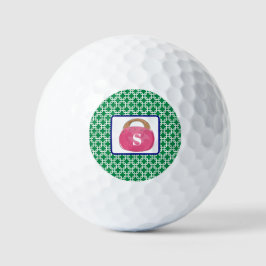 Preppy Link Geometric Muster Pink Bermuda Bag Golfball