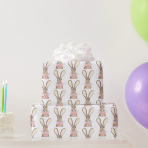 Preppy Little Pink Bow Baby Girl Rabbit Coquette Geschenkpapier