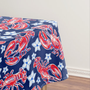 Preppy Lobster Blume Red Navy Muster Tischdecke