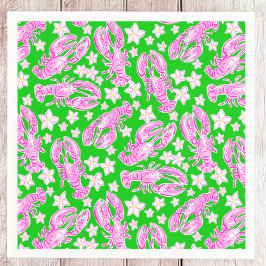 Preppy Lobster Blume Rosa grünes Muster Serviette