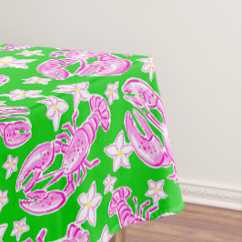 Preppy Lobster Blume Rosa grünes Muster Tischdecke