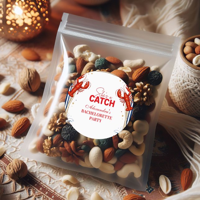 Preppy Lobster Seaside Bachelorette Party Runder Aufkleber (Von Creator hochgeladen)