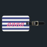 Preppy Luggage Tag Gepäckanhänger<br><div class="desc">Mit diesem bezaubernden,  blau-weiß gestreiften Gepäckanhänger können Sie Ihr Gepäck ausstatten. Diese sind perfekt für Braut- oder Hochzeitsgeschenke! Passen Sie Ihren Namen,  Ihre Informationen oder Ihr Monogramm an.</div>