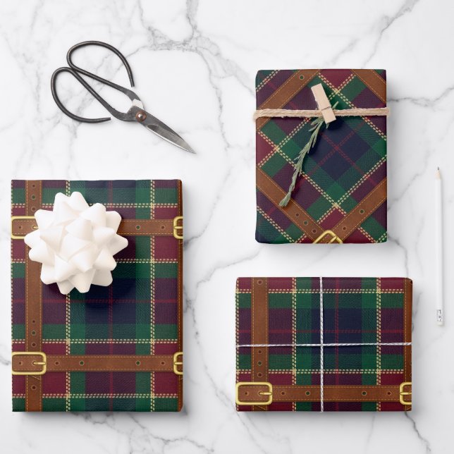 Preppy Lux Weihnachtskariert Geschenkpapier Set (Vorderseite)