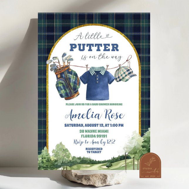 Preppy Luxury Golf Baby Shower Invitation Einladung (Von Creator hochgeladen)