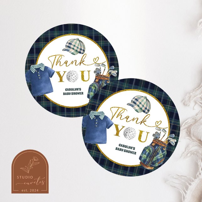 Preppy Luxury Golf Baby Shower Thank You Sticker (Von Creator hochgeladen)