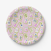 Preppy Mahjong-Steine auf pastellrosa