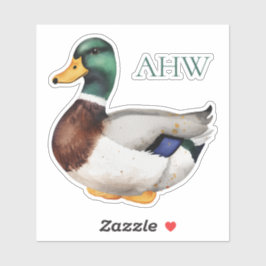 Preppy Mallard Duck Monogram Aufkleber