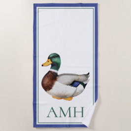 Preppy Mallard Duck Monogram Strandtuch