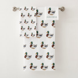Preppy Mallard Duck Personalisiert Badhandtuch Set