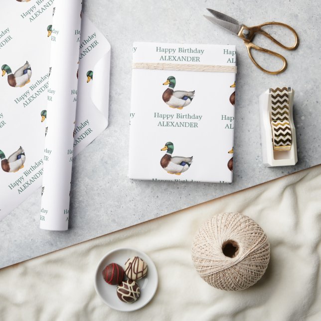 Preppy Mallard Duck Personalisiert Geschenkpapier (Kunsthandwerk)