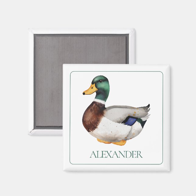 Preppy Mallard Duck Personalisiert Magnet (Vorderseite/Rückseite)