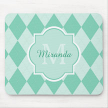 Preppy Minze Green Raute Girly Monogram und Name