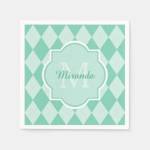 Preppy Minze Green Raute Girly Monogram und Name