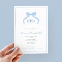 Preppy Monogram Blue Bow Boy Baby Shooting Party