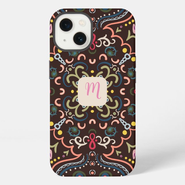 Preppy Monogram & Colorful iPhone Hülle (Rückseite)