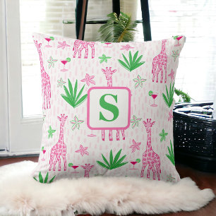 Preppy Monogram Giraffen and Cosmopolitans Dschung Kissen