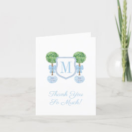 Preppy Monogram Pale Blue Boy Baby Shooting Party Dankeskarte