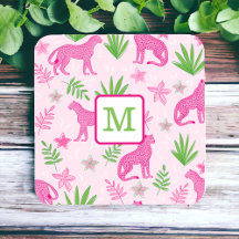 Preppy Monogram Pink Cheetah Rosa Hintergrund