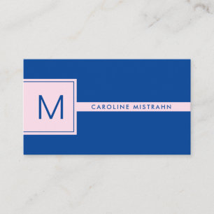 Preppy Monogram Pink und Navy Blue Beruflich Visitenkarte
