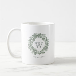 Preppy Monogram Sage Green Kranz Kaffeetasse