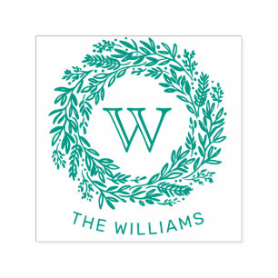 Preppy Monogram Sage Green Kranz Permastempel