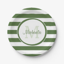 Preppy Monogram und Chunky Treetop Green Stripes