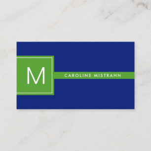 Preppy-Monogramm Navyblau und Grün Professional Visitenkarte