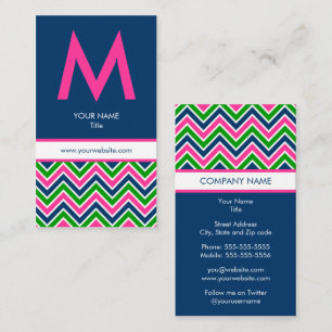Preppy Monogramm-Zickzack Geschäfts-Karte - Visitenkarte