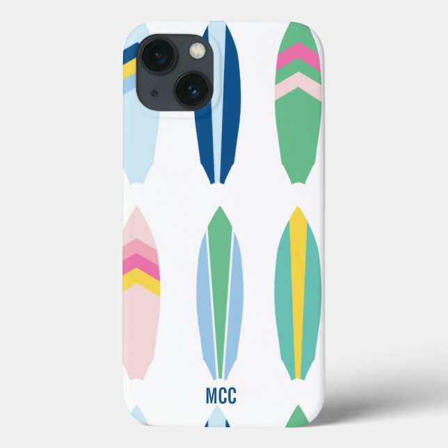 Preppy Multi Pattern Surfboards Personalisiert Case-Mate iPhone Hülle (Rückseite)