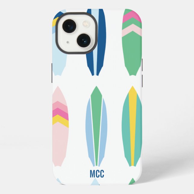Preppy Multi Pattern Surfboards Personalisiert iPhone Hülle (Rückseite)