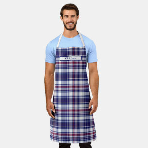 Preppy Multicolor Madras Burgunder Navy Weiß Schürze