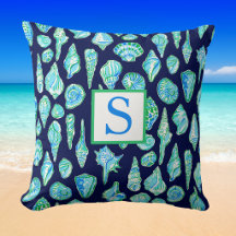 Preppy-Muscheln auf Navy-Background-Monogramm