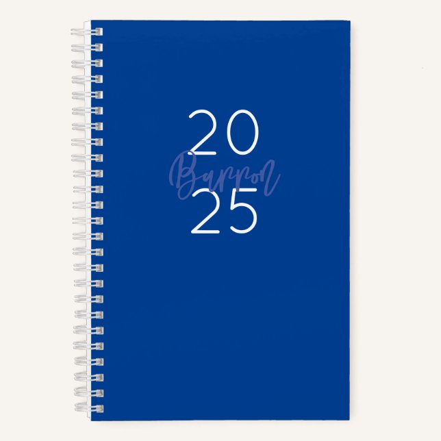 Preppy NAME Moderne Typografie JAHR Blauer weißer  Notizbuch (Vorderseite)
