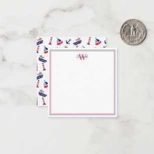 Preppy Nautic Sailbots Monogram Mitteilungskarte