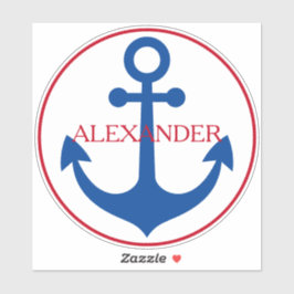 Preppy Nautical Anchor Personalized Aufkleber