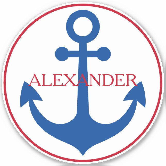 Preppy Nautical Anchor Personalized Aufkleber (Vorderseite)